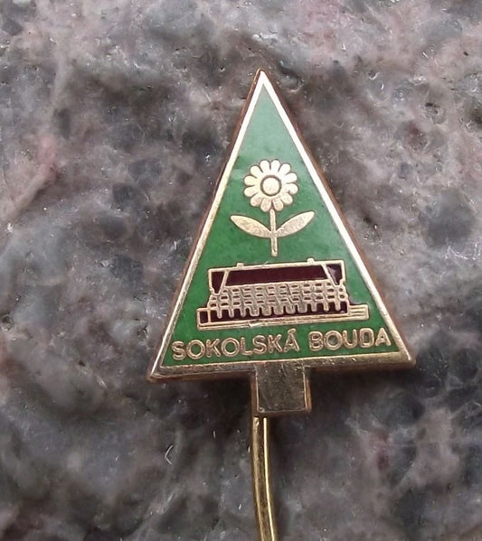 Antique Sokolska Bouda Krkonose Park Czech Mountain Hikers Cabin Pin Badge - Badgecrazy