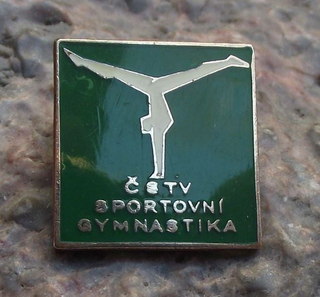 Vintage CSTV Sports Gymnastics Hand Stand Back Walkover Split Exercise Pin Badge - Badgecrazy