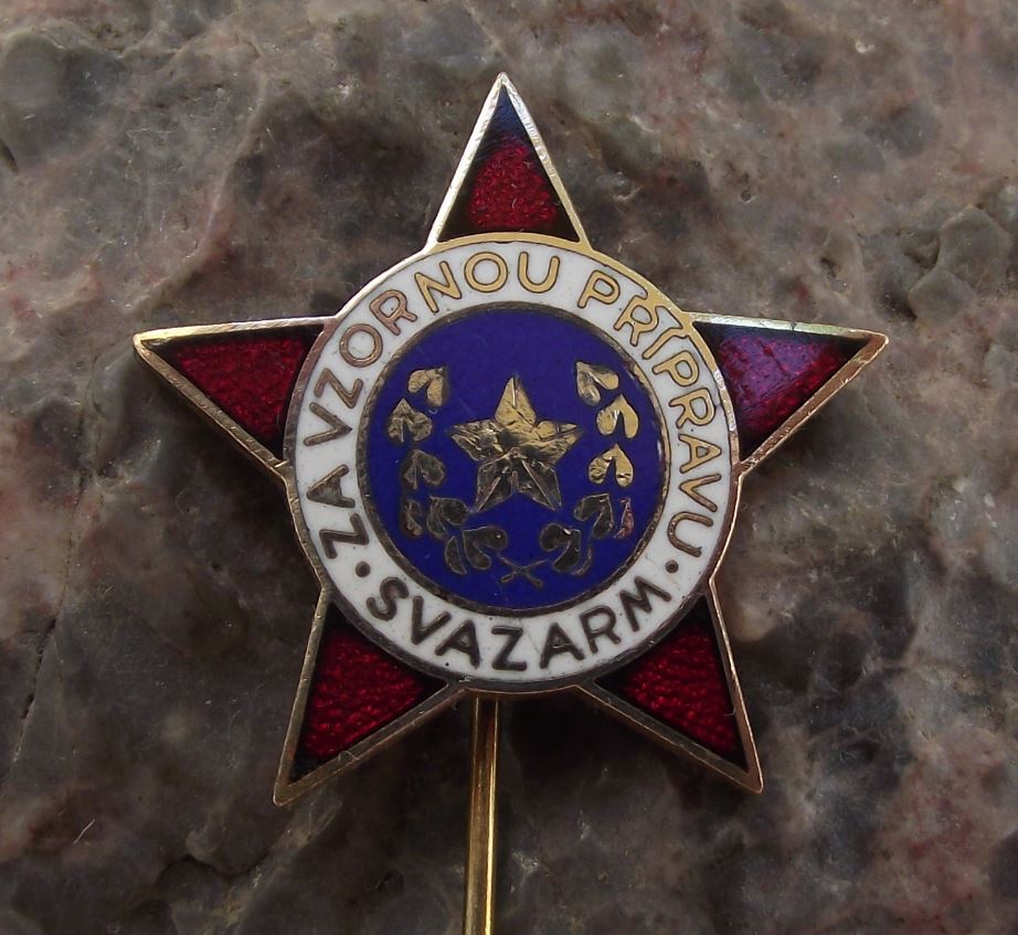 Antique Svazarm Army Military Reserves Star & Laurel Leaves Readiness Pin Badge - Badgecrazy