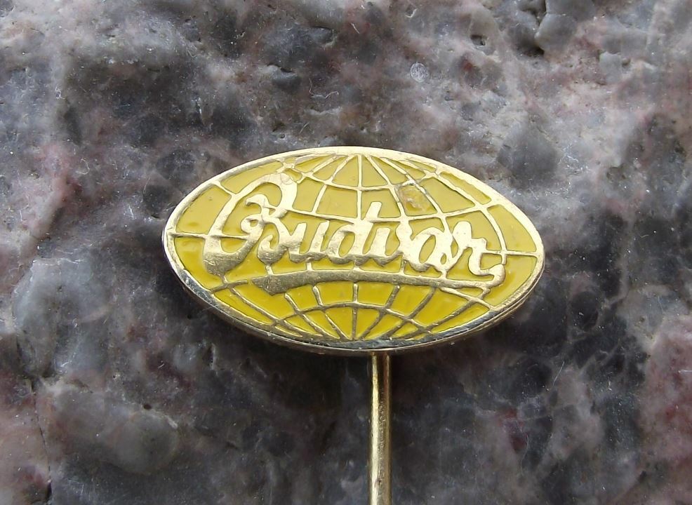 Antique Budvar Original Czech Budweiser Brewery Lager Beer Pin Badge Yellow - Badgecrazy