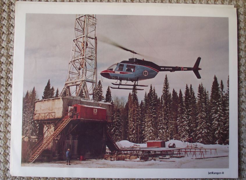 1973 Bell Helicopters Jet Ranger II Texas Oil Well A4 Colour Advertising Plate - Badgecrazy