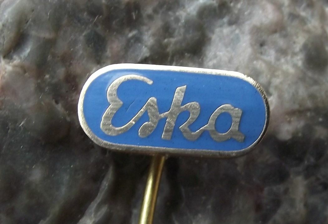 Vintage ESKA Bicycle & Motorbike Works Script Logo Cycle Bike Company Pin Badge - Badgecrazy