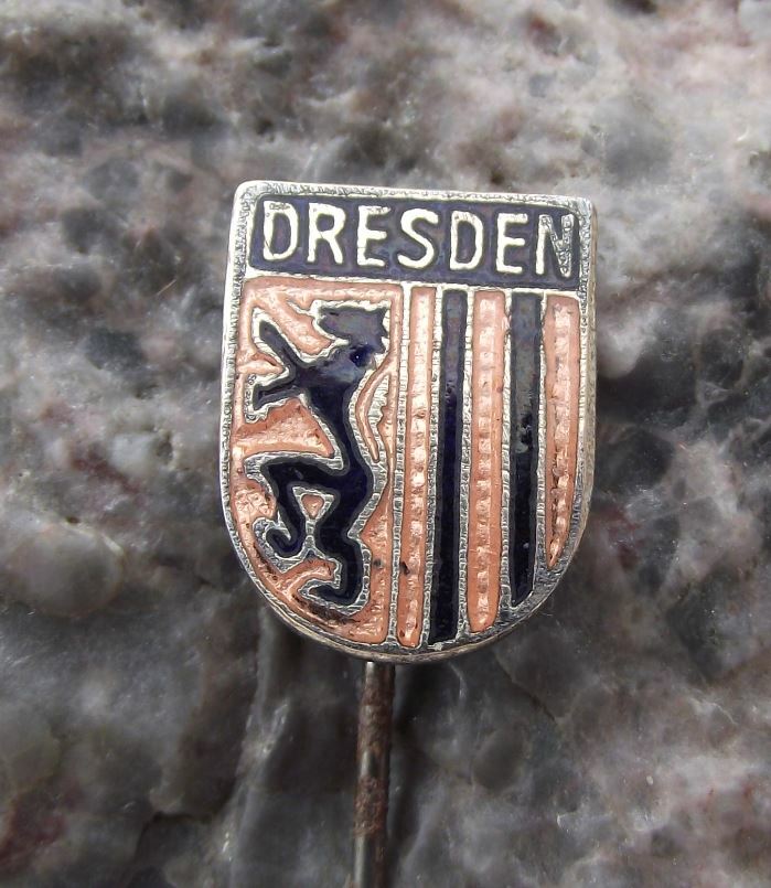 Antique East Germany City of Dresden Coat of Arms Heraldic Lion DDR Pin Badge - Badgecrazy