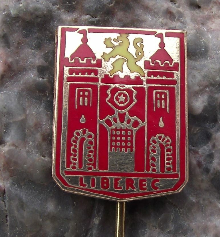 Antique Liberec Czech City Heraldic Crest Tourist Souvenier Shield Pin Badge - Badgecrazy