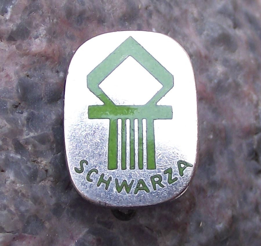 Vintage East Germany DDR VEB Chemiefaserwerk Schwarza Company Logo Pin Badge - Badgecrazy