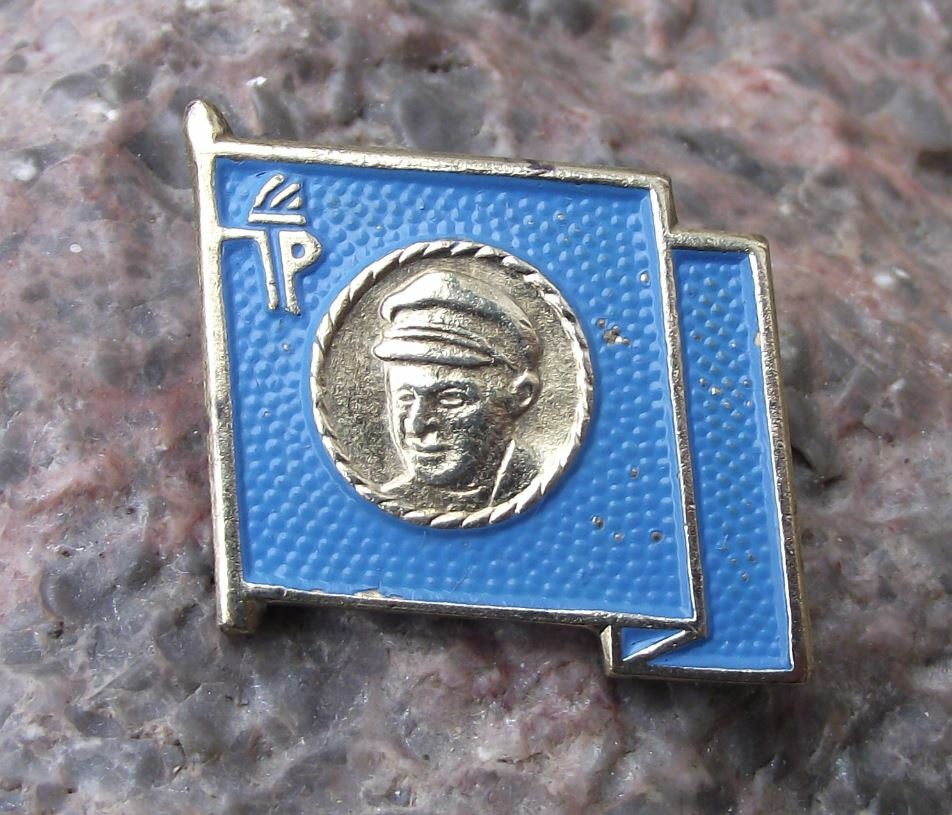 Vintage Ernst Thalmann Pioneer Organisation DDR East Germany Blue Flag Pin Badge - Badgecrazy