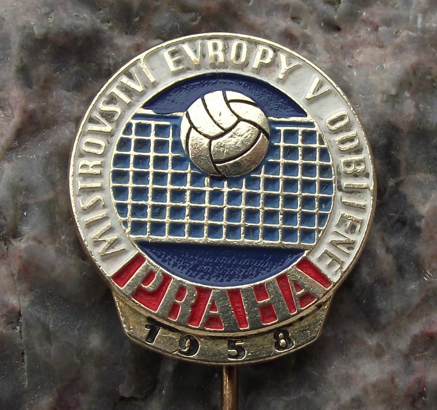 1958 European Mens Volleyball Championships Czechoslovakia Souvenier Pin Badge - Badgecrazy