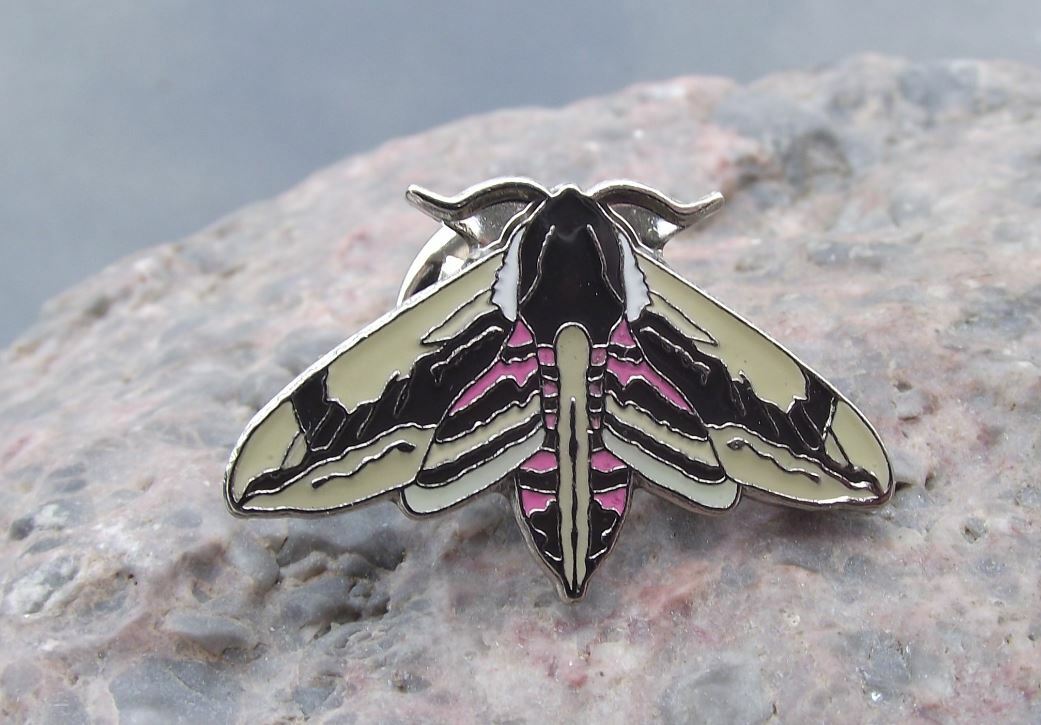 Privet Hawk Moth Sphinx ligustri Butterfly Hawkmoth Wildlife Brooch Pin Badge - Badgecrazy
