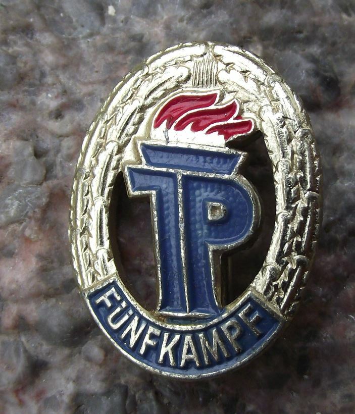 Thalmann Pioneer DDR Pentathlon Funfkampf Athletics Competition Award Pin Badge - Badgecrazy