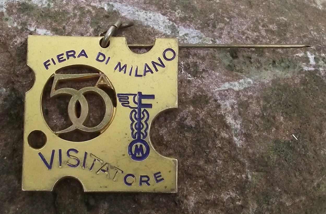 1972 Fiera di Milano Milan Fair Expo Visitatore Metal Visitor Badge Number 4617 - Badgecrazy