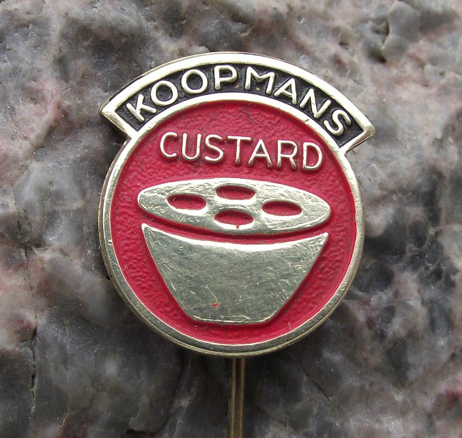 Koopmans Custard Yellow Dessert Sauce 1960's Antique Dutch Advertising Pin Badge - Badgecrazy