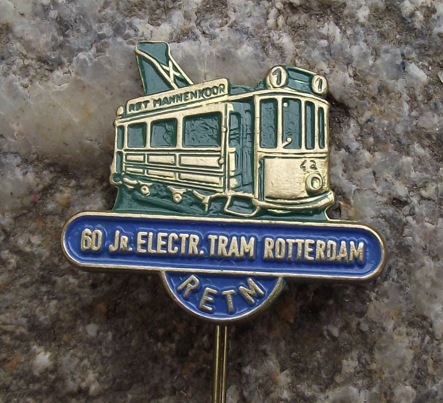 1965 RETM Rotterdam Dutch Electric Tram 60th Anniversary Pin Badge - Badgecrazy