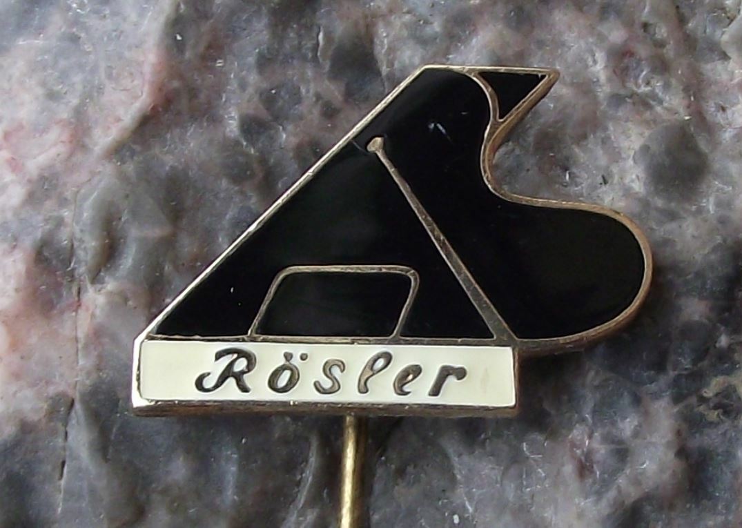 Vintage Rosler Grand Pianos Czechoslovakia Piano Makers Company Pin Badge - Badgecrazy