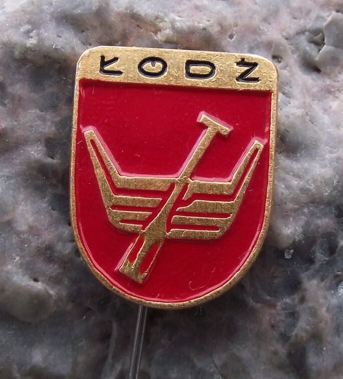 Antique Lodz Poland Polish Boat Oar Coat of Arms Heraldic Crest Pin Badge - Badgecrazy