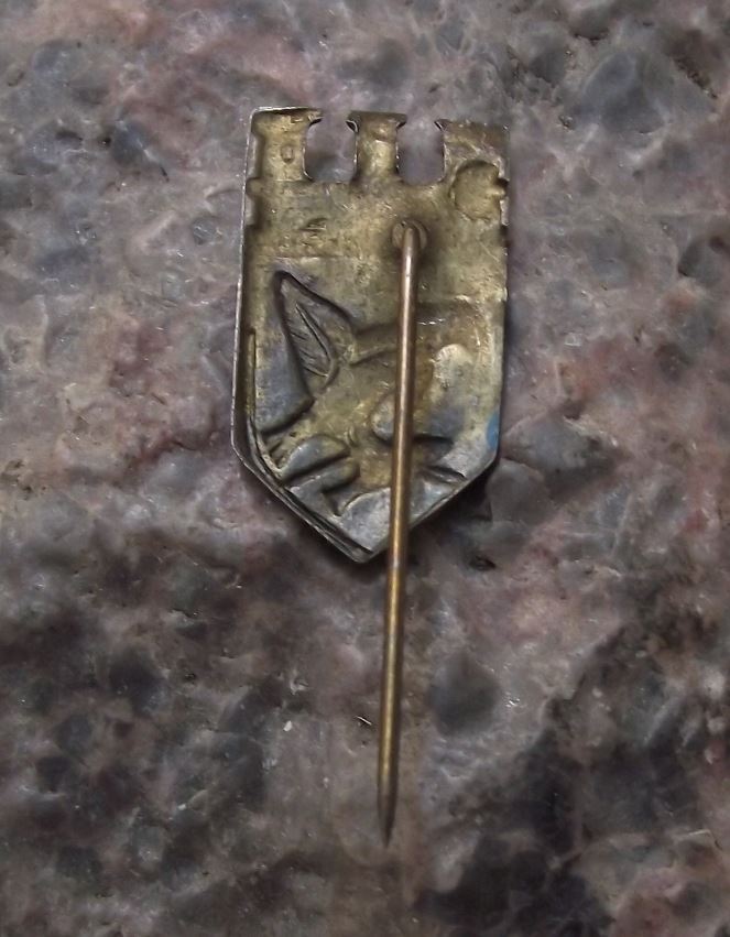 Antique Sopot Poland Eagle Fish Coat of Arms Heraldic Castle Crest Pin Badge - Badgecrazy