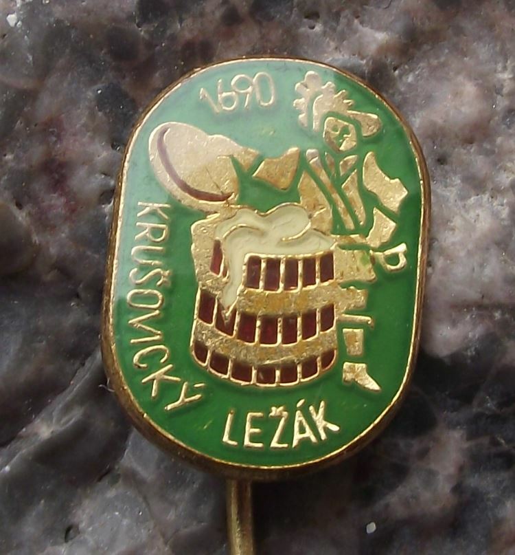 Vintage Pivovar Krusovice 1690 Brewery Czech Lager Beer Advertising Pin Badge - Badgecrazy