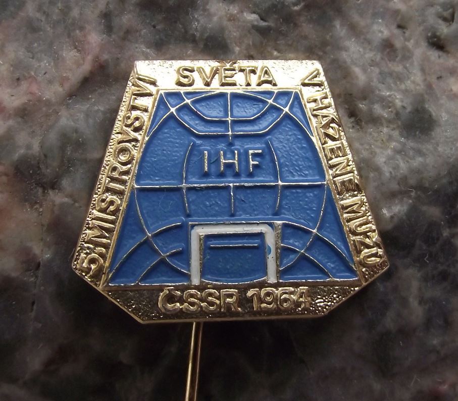 1964 IHF 5th World Mens Handball Championships Souvenier Hand Ball Pin Badge - Badgecrazy