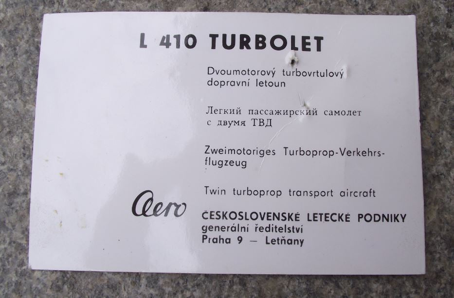 1973 Aero Let 410 Turbolet Civil Passenger Transport Aircraft Photo & Pin Badge - Badgecrazy
