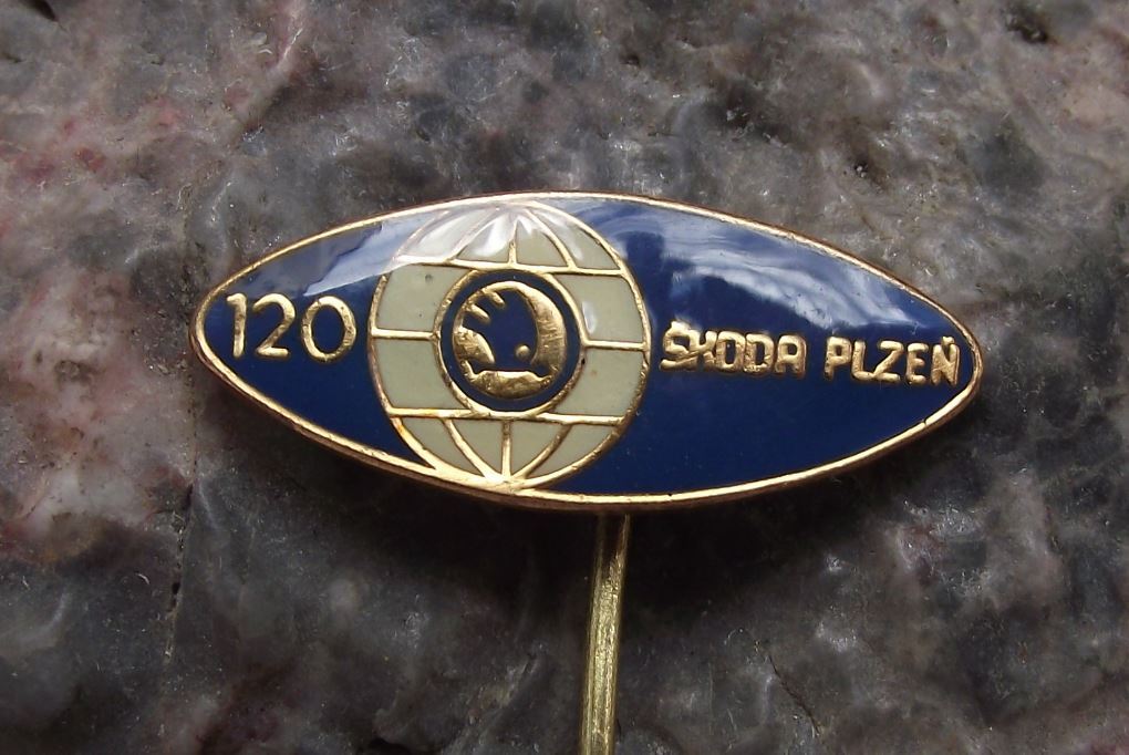 1979 Skoda Plzen Pilsen Original Founding Factory 120th Anniversary Pin Badge - Badgecrazy