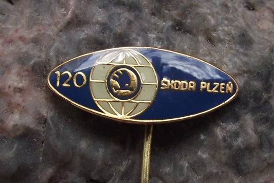 1979 Skoda Plzen Pilsen Original Founding Factory 120th Anniversary Pin Badge - Badgecrazy
