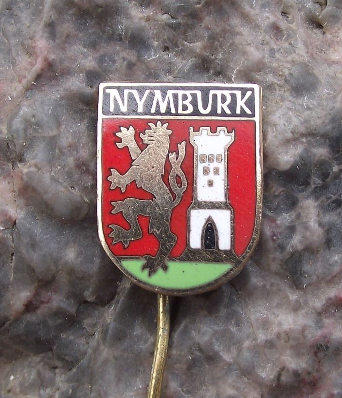 Antique Nymburk Two Tailed White Lion Coat of Arms Heraldic Shield Pin Badge - Badgecrazy