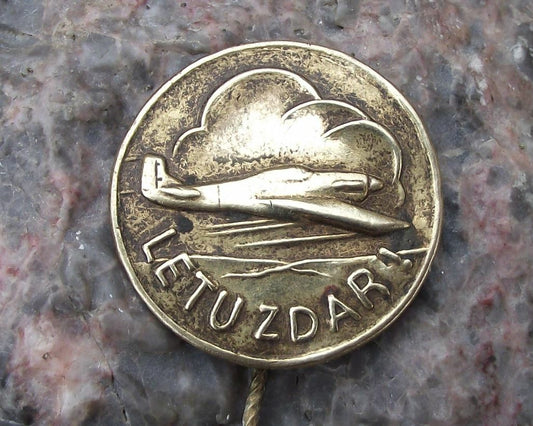 1940s Tally Ho Slogan WW2 Fighter Aircraft Czechoslovakia Pin Badge