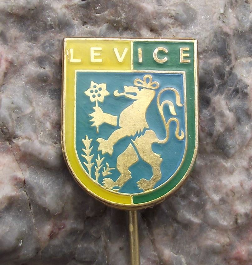 Antique Levice Czech Town Rampant Lion Coat of Arms Heraldic Shield Pin Badge - Badgecrazy