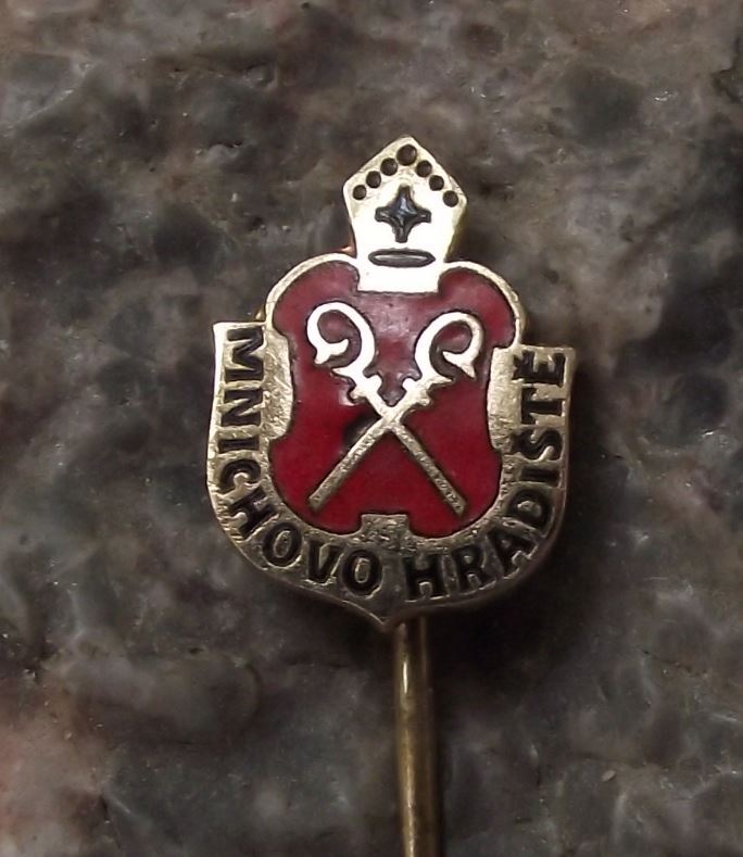 Antique Mnichovo Hradiste Munchengratz Bishop Mitre Crosier City Crest Pin Badge - Badgecrazy