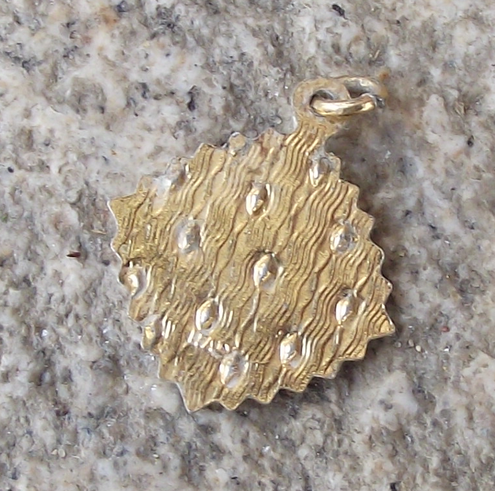 Vintage Blessed Mother Mary Pray for Us Christian Czech Religious Holy Charm - Badgecrazy
