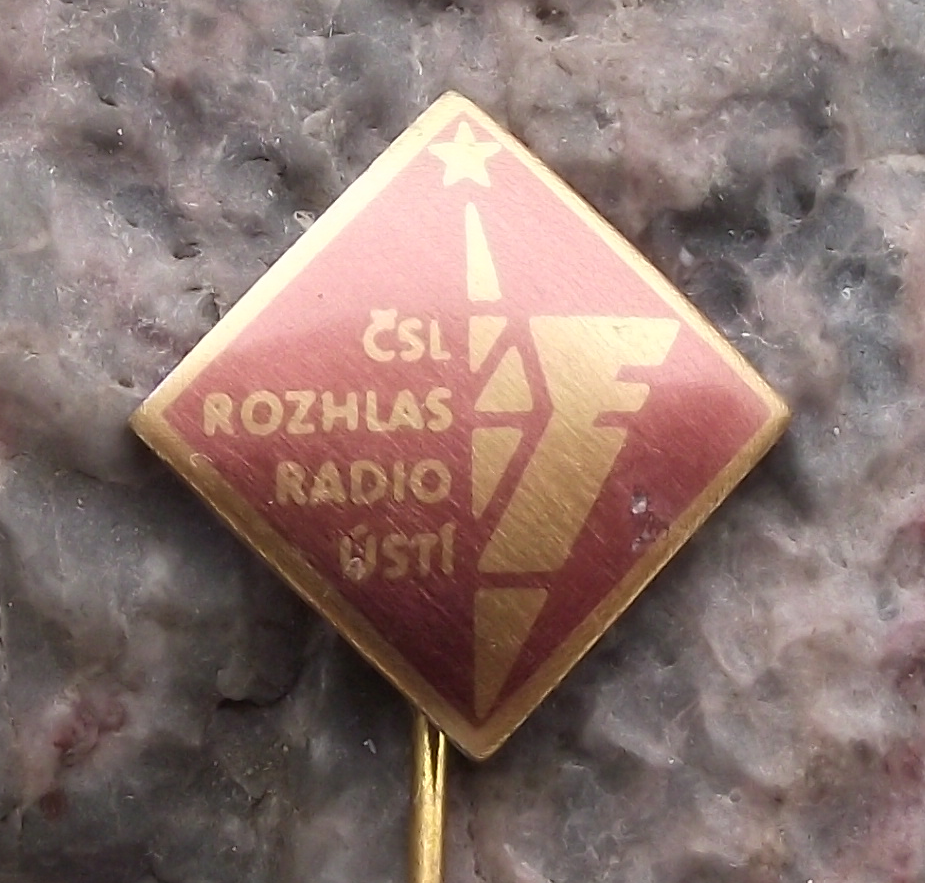 Vintage CSL Radio Usti Czech State Broadcasting Transmitter Tower Pin Badge - Badgecrazy