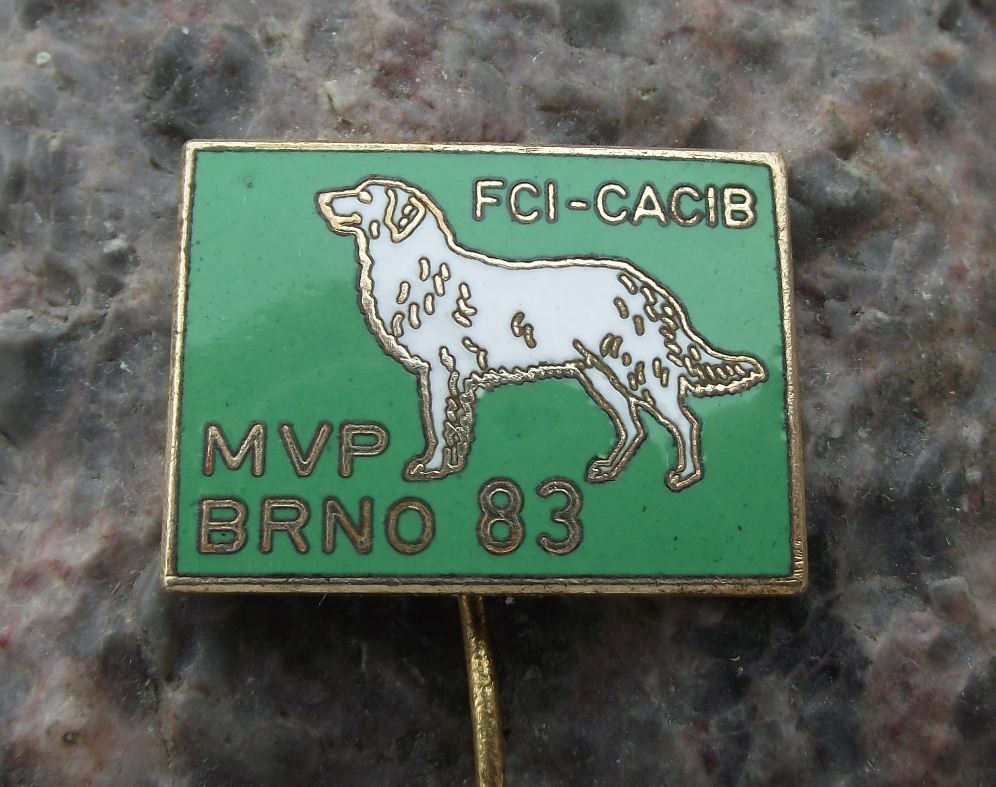 1983 CACIB Retriever Breed World Champion Dog Show FCI Event Brno Pin Badge - Badgecrazy
