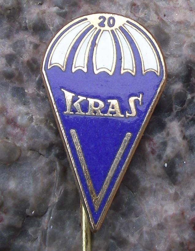 Vintage Kras Silk Parachute Maker Czechoslovakia Military Supplier Pin Badge - Badgecrazy