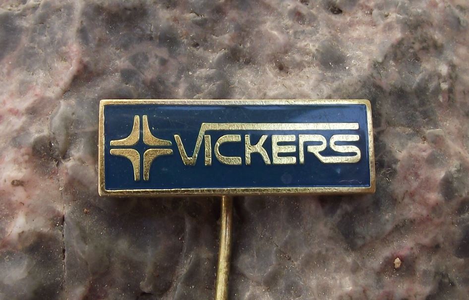 Vintage Vickers Steel Tanks Aircraft Company British Engineering Firm Pin Badge - Badgecrazy
