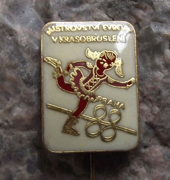 1988 European Championships Prague Czech Figure Skating Ice Skate Pin Badge - Badgecrazy
