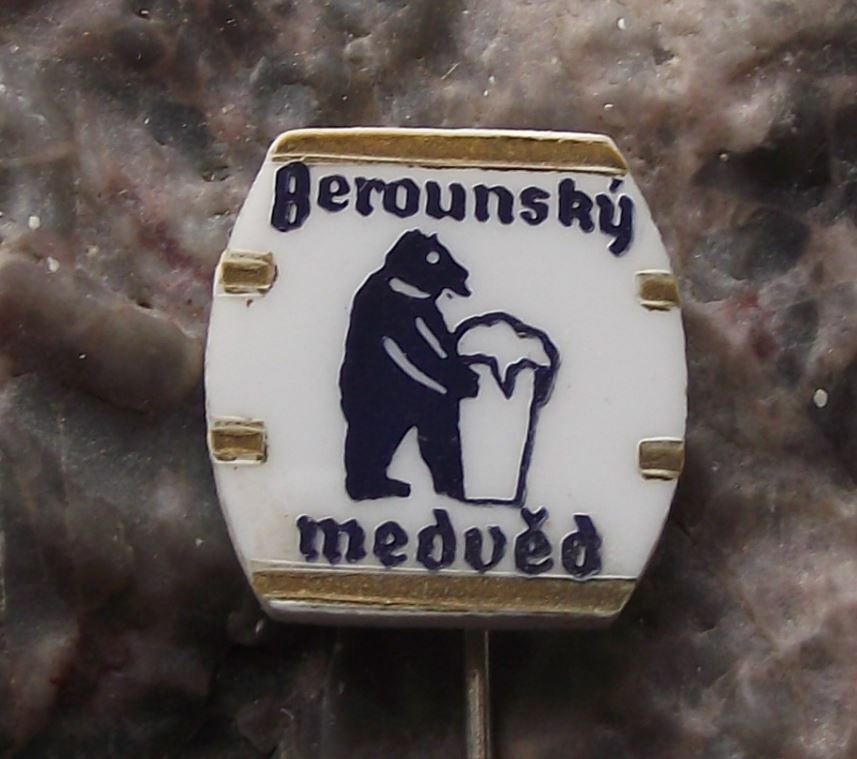 Vintage Berounsky Medved Czechoslovakia Brewery Beer Lager Beroun Bear Pin Badge - Badgecrazy