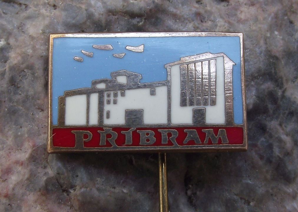 Antique Pribram Czechoslovakia Modern Post War Architecture Building Pin Badge - Badgecrazy