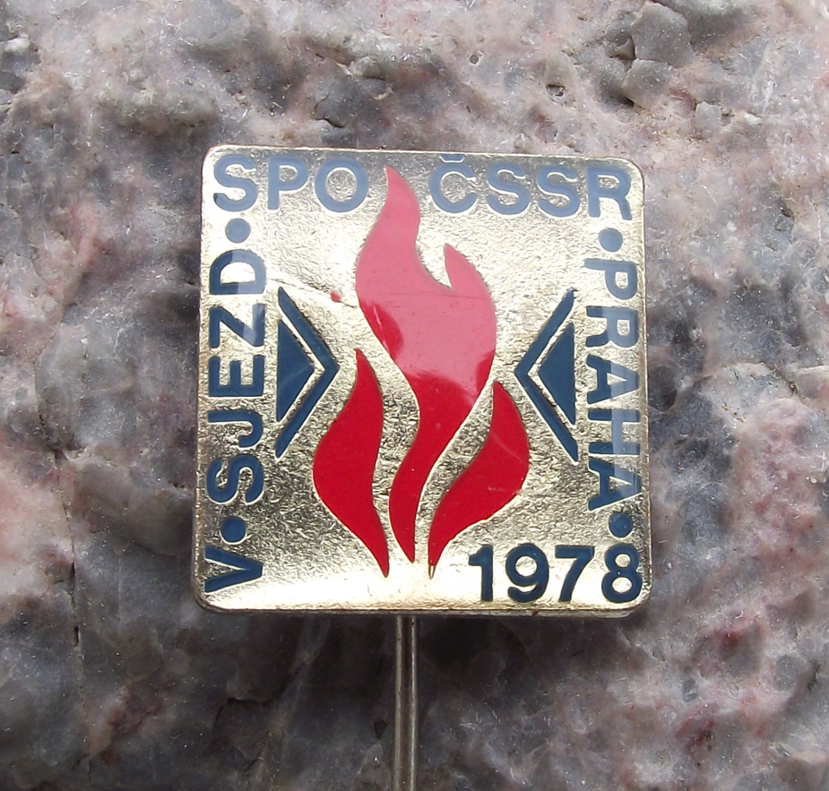 1978 CSPO Czechoslovakia Fire Service 5th Conference Meeting Prague Pin Badge - Badgecrazy
