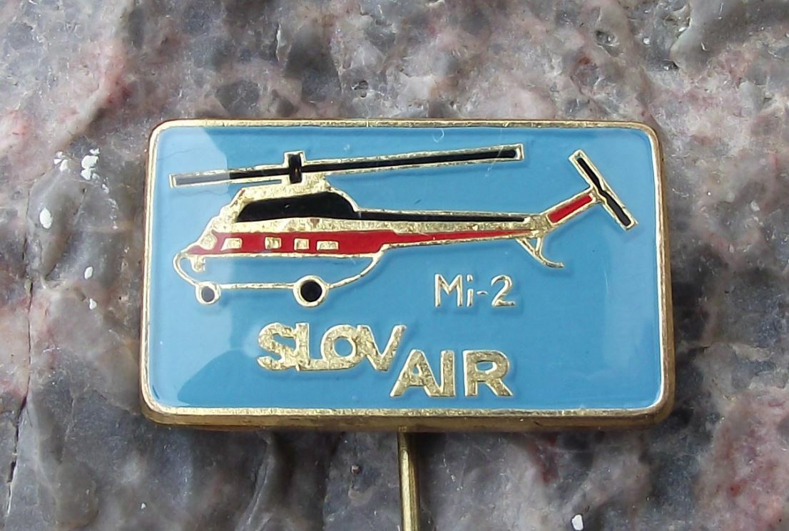 Vintage Slov Air Czechoslovakian Airline Mil Mi-2 Soviet Helicopter Pin Badge - Badgecrazy