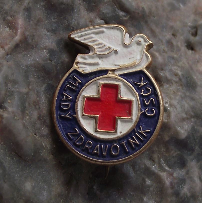 Antique Czech Red Cross Association Medical Young Youth Medic Uniform Pin Badge - Badgecrazy