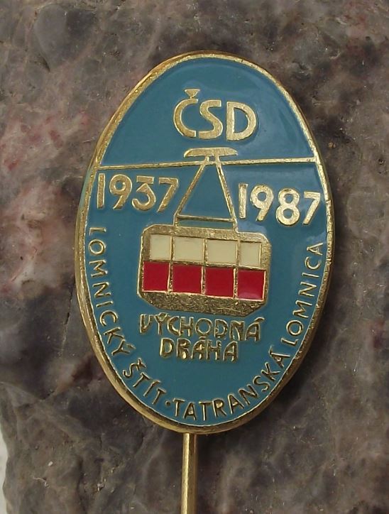 1987 Czech South Eastern Rail System CSD Mountain Cable Car Lomnice Pin Badge - Badgecrazy