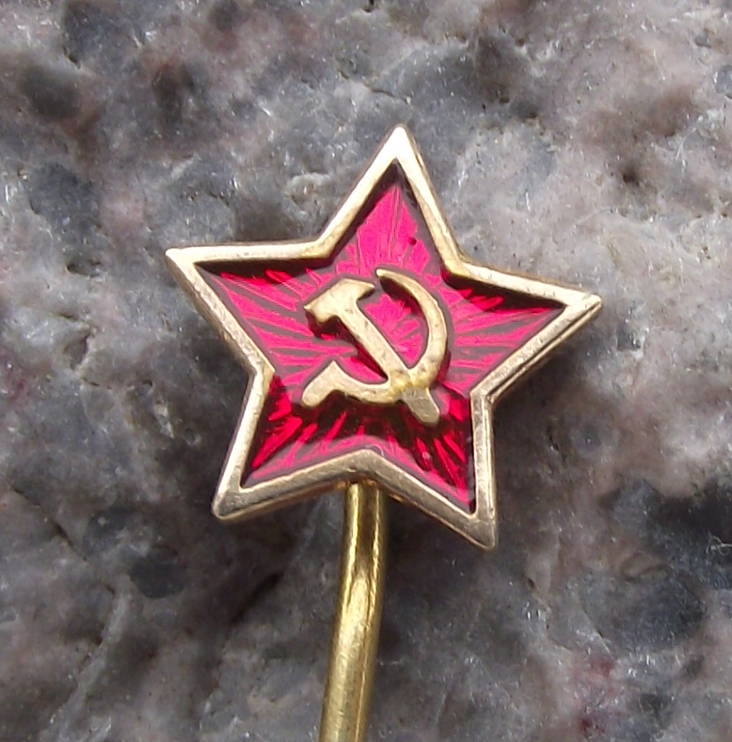 Vintage Hammer & Sickle Communist Red Star Soviet Union Russian Motif Pin Badge - Badgecrazy