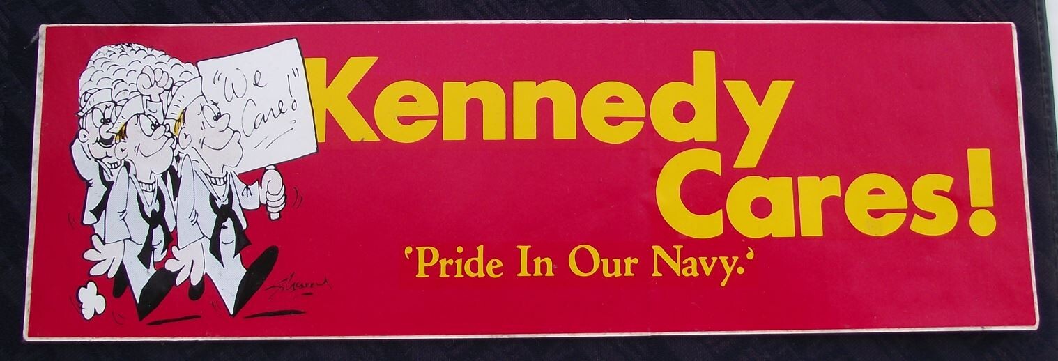 Vintage KENNEDY CARES PRIDE IN OUR NAVY Military Sticker Decal - Badgecrazy