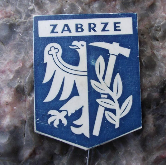 Zabrze Polish Poland Heraldic City Crest Coat of Arms Shield Plastic Pin Badge