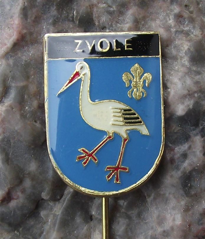 Antique Zvole Slovakia Heraldic Crest Stork Coat of Arms Souvenier Pin Badge - Badgecrazy
