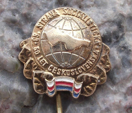 1947 Czechoslovakia National Social Socialist Party 50th Anniversary Pin Badge
