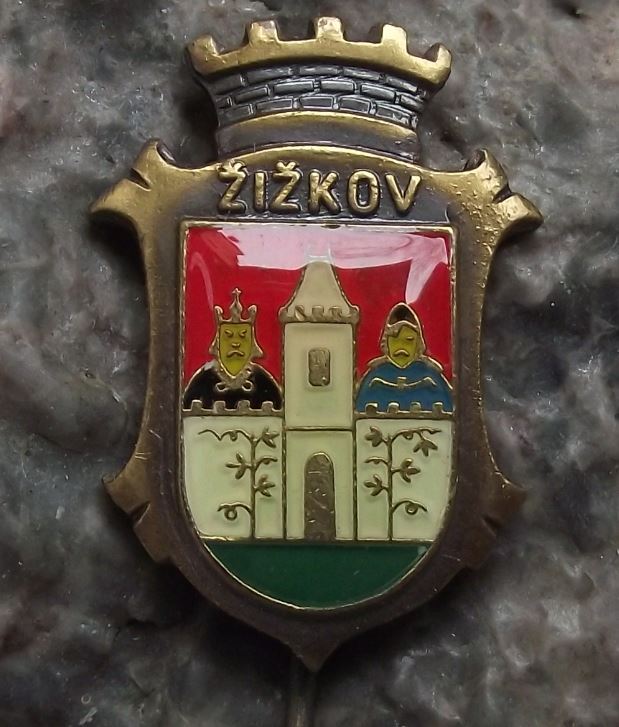 Antique Prague Zizkov District Praha 3 Heraldic Crest Coat of Arms Pin Badge - Badgecrazy
