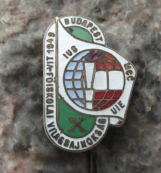 1949 International Union of Students IUS Budapest Hungary Flag Pin Badge