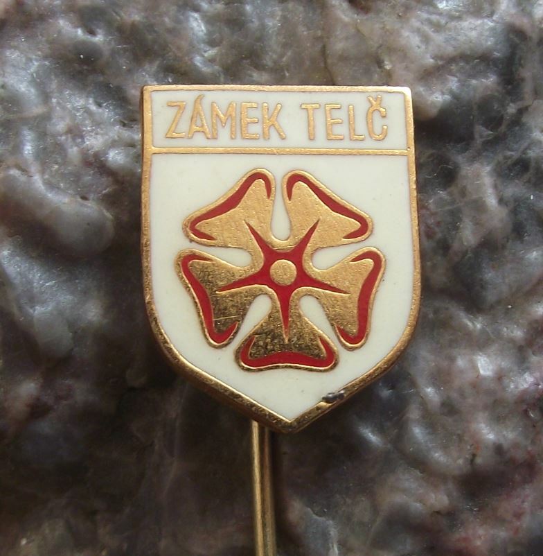 Antique Telc Czech Castle Palace Zamek Heraldic Coat of Arms Crest Pin Badge - Badgecrazy