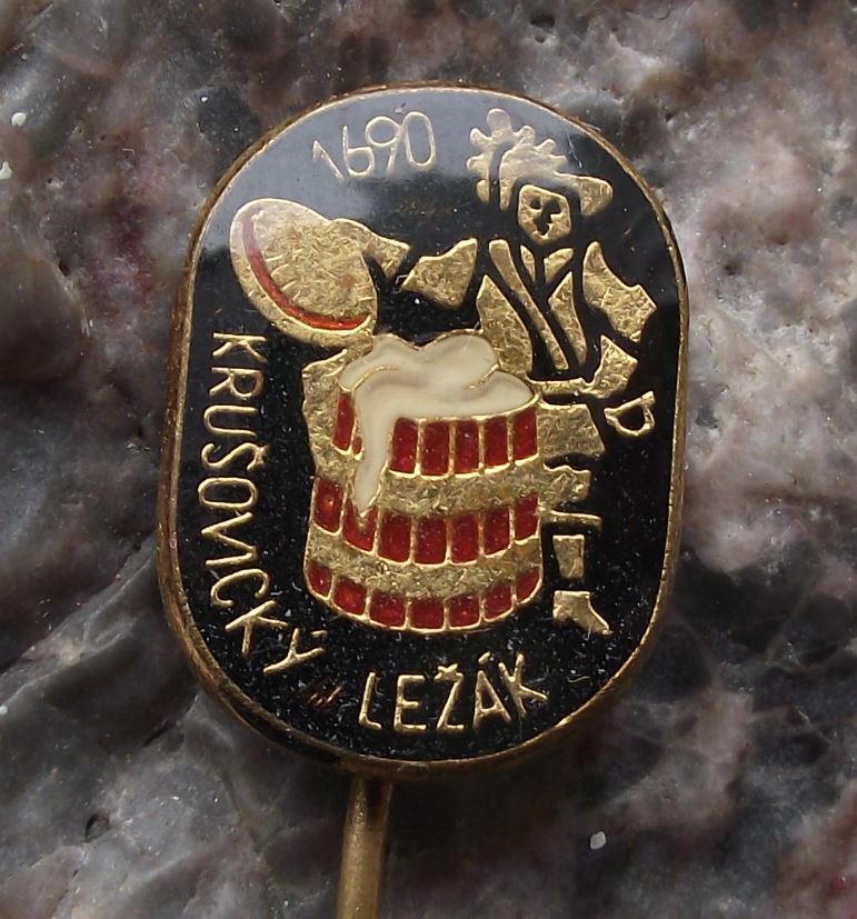 Vintage Pivovar Krusovice 1690 Brewery Czech Lager Beer Advertising Pin Badge - Badgecrazy