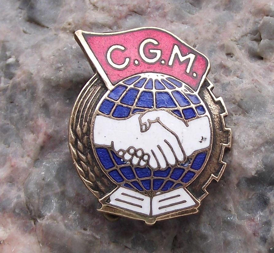 Vintage CGM Trade Union Association of Romania Members Hand Shake Pin Badge - Badgecrazy